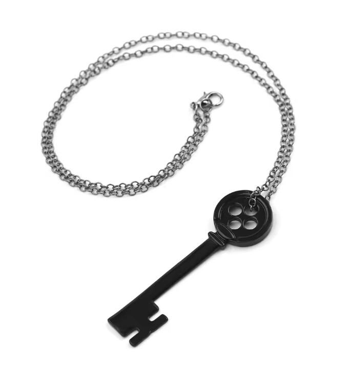 Coraline Movie Cosplay Button Key Necklace - US Shipping
