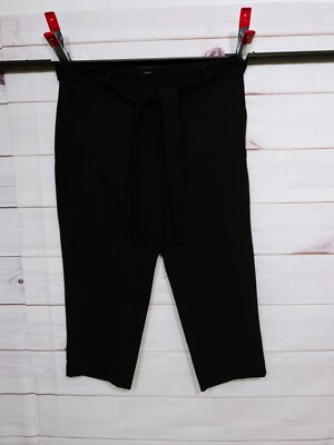 A New Day Womens Belted Pants Size 18 Stretch Black Flat Front Pockets