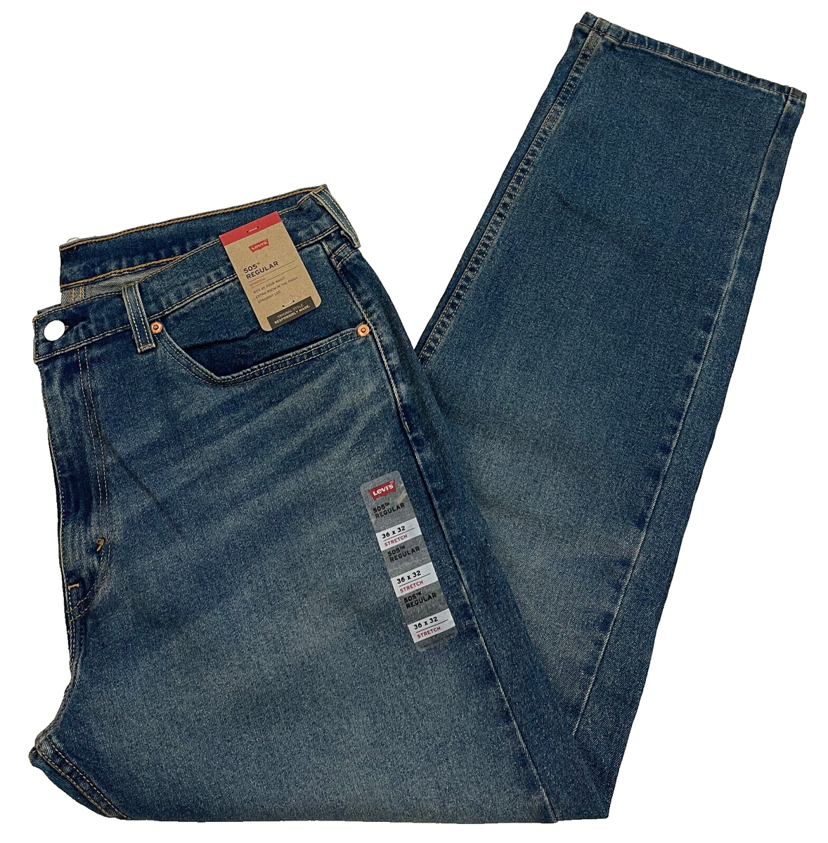 Levis 505 Mens Regular Fit Stretch Jeans 36X32 Blue #1994 W36L32 