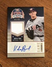Kale Breaux 2015 USA Baseball Stars Stripes Longevity Game Worn Jersey Auto /49 