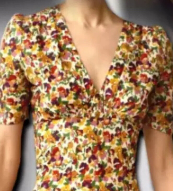 Kate Moss Topshop Playsuit Cotton Pansy Print Floral Festival Romper Vtg Boho 8 image 8