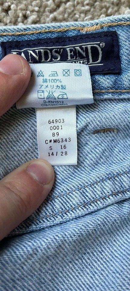 Pantalones de mezclilla vintage Lands End talla 14P (pequeños) para mamá, hechos en EE. UU. azul claro usados en excelente estado Foto 4 de 4