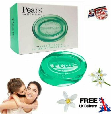 Birnen transparent grüne Seife rein & sanft mit Zitrone Flower Extrakt 125g