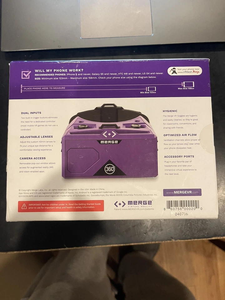 Merge 360 VR and AR Virtual Reality Goggles - Pulsar Purple  - Image 2 of 4