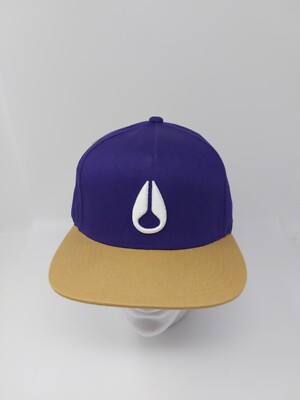 NIXON Snapback Hat Adjustable Cap Rare Sample Yupoong Lid Purple Gold