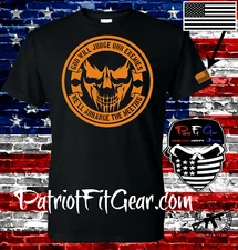 t-shirt,God will judge our enemies,Gun Rights,Molon Labe,Death Skull,Infidel