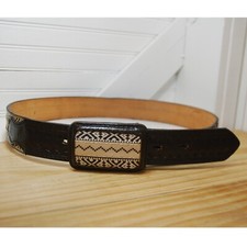 Vintage Western Belt Men  s 38 Boho Woven Tapestry Fabric Matching Buckle