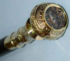 Designer Compass Brass Head Handle Walking Stick Cane Handmade Style