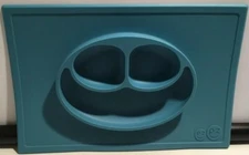 ezpz Happy Mat - One-piece silicone placemat + plate (Blue)