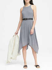 BANANA REPUBLIC GINGHAM RACER BACK DRESS #327328 NWT! 4 Petite 4P