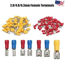 100PCS 2.8mm-6.3mm PVC Vinyl Insulated Female Spade Terminals Wire Connectors