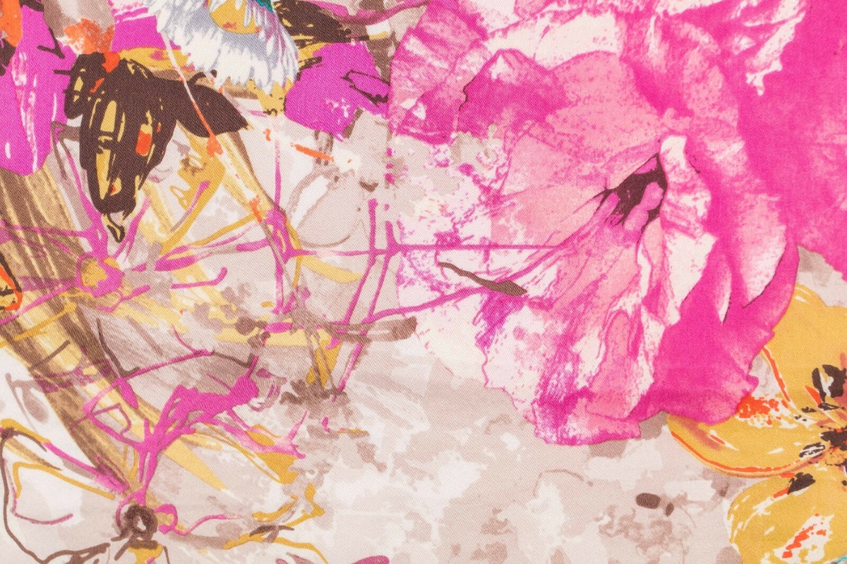 Foulard Vintage Aker En Soie 100% - Multicolore Floral Rétro Pour Femme