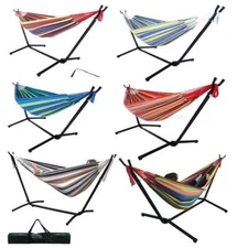 Double Hammock w/ Space Saving Steel Stand /w Portable Carrying Case US Ship