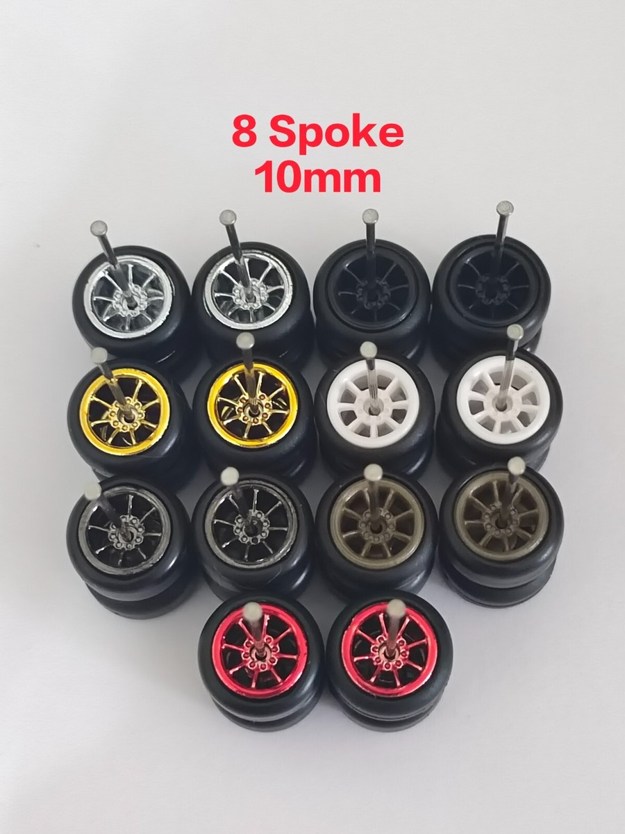Rubber Wheels Real Riders 8 Spoke Design 1/64 Hot Wheels 10mm JDM