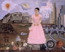 Print or Canvas -Self portrait along the border  by Frida Kahlo
