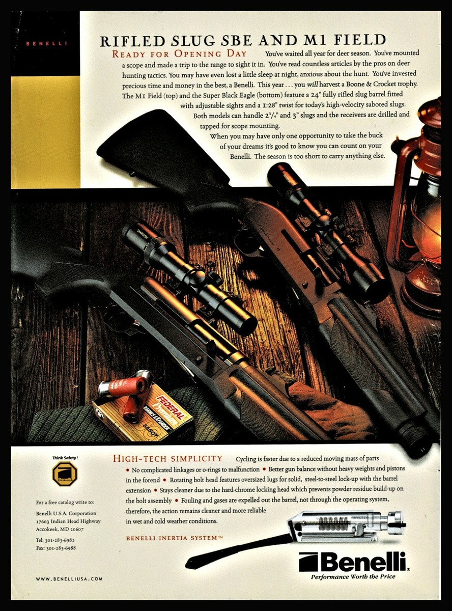 2001 BENELLI M1 Field and Super Black Eagle Shotgun PRINT AD | eBay