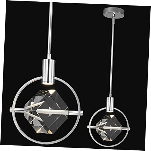 Modern Crystal Pendant Light in Mini Dimmable Circular 1-Lights Chrome