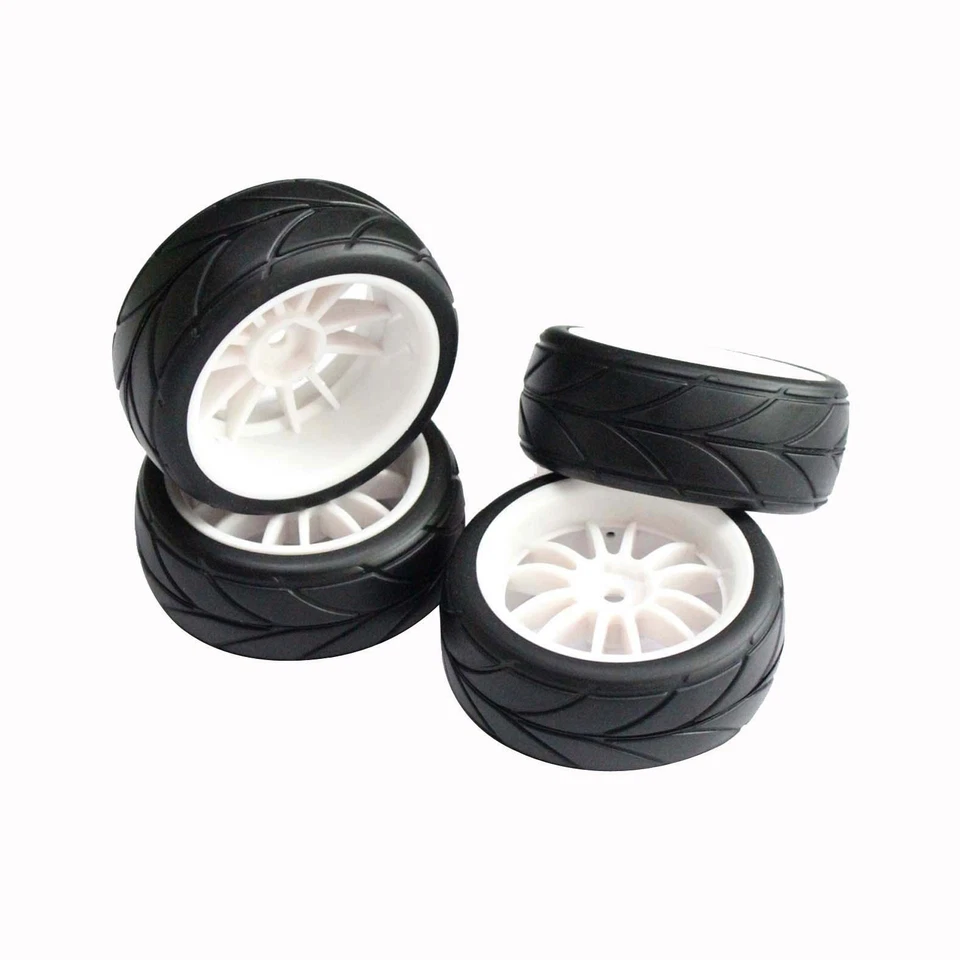 4pcs Soft Rubber Tires Tyres Wheel Rim 12mm Hub for RC 1/10 On Road Car 22005W - Image 3 of 4