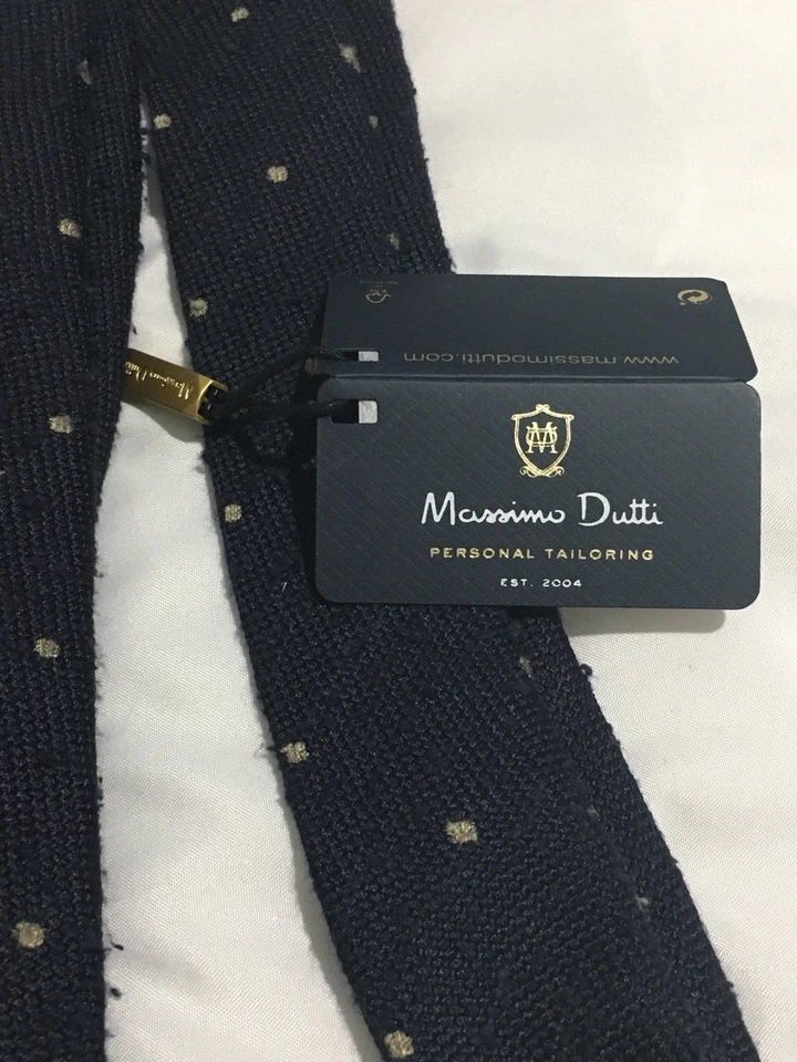 Corbata Massimo Dutti Edición Limitada Hecha en Italia Azul Lunares Seda Cuello Nueva con Etiquetas 3x58 Foto 2 de 4