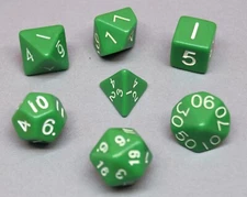 Dungeons & Dragons Role Playing Dice Set 7 Pieces -Green- Tabletop Gaming 553