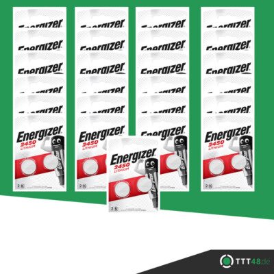 25 x 2er Energizer CR 2450 3V Lithium Batterie Knopfzelle DL2450 50 Stück 620mAh