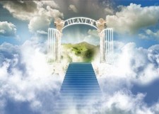 7x5ft Fabric Heaven Backdrop Paradise Gate Sky Stairway to Heaven Photography...