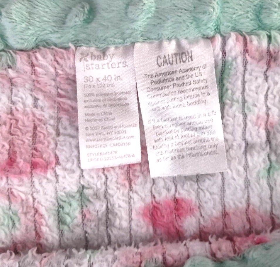Manta de cachemira acanalada rosa menta Baby Starters Minky Dot niña Lovey Security Foto 3 de 3