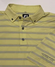 EUC! Men's Footjoy Yellow&Blue Stripe Hackberry Creek Golf Polo Shirt - Large