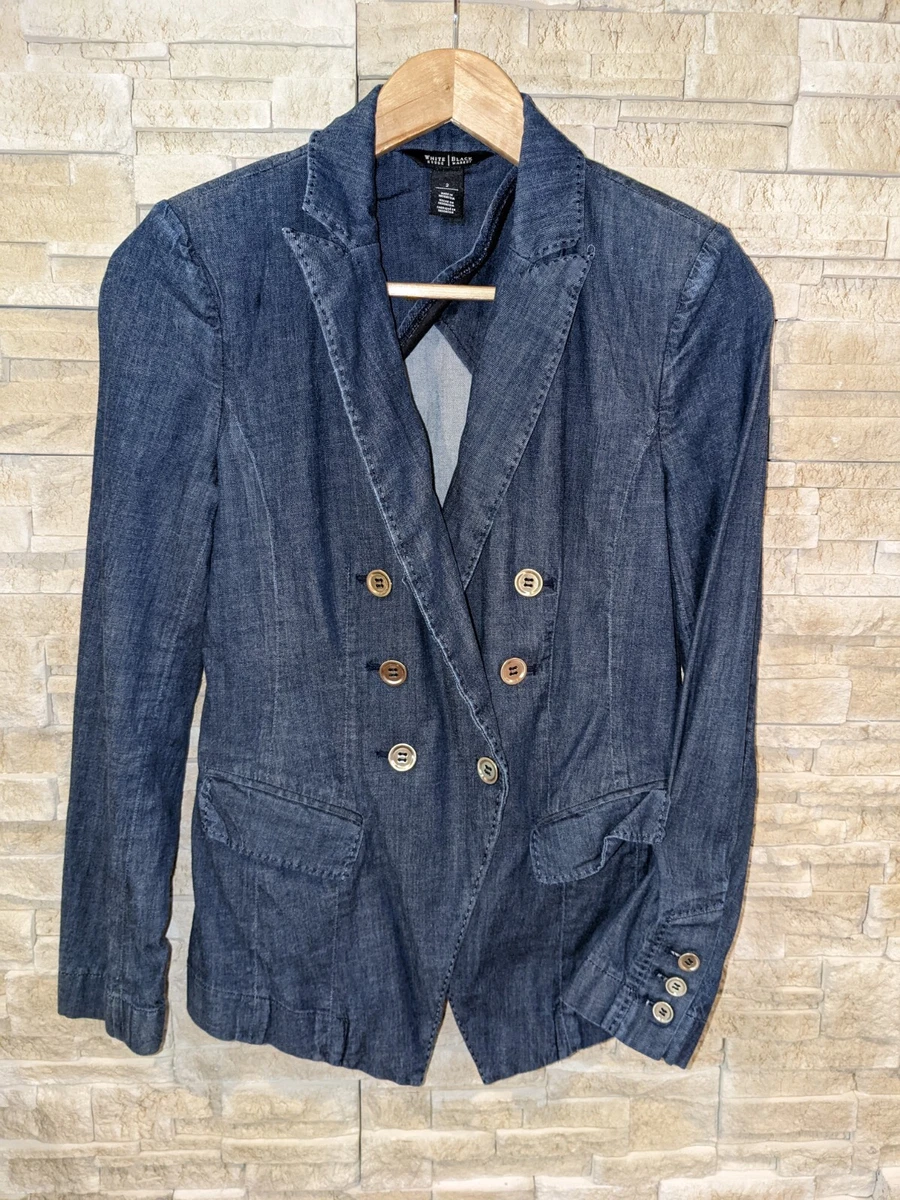 White House Black Market Denim Trophy Blazer Sz 2