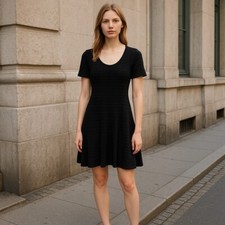Mossimo Medium Sweater Dress Fit And Flare Short Sleeve Black