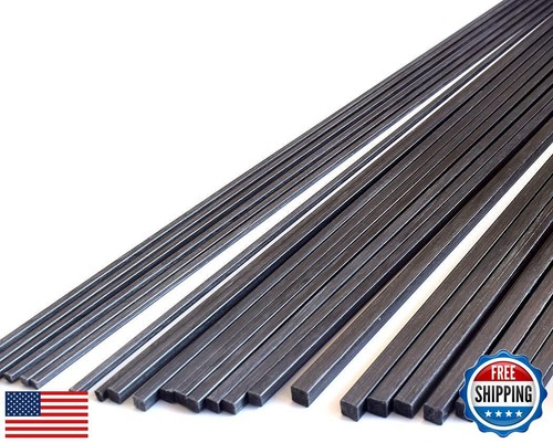 8pcs 2.0mm Square Carbon Fiber Rods 2.0x2.0x300mm,Solid Carbon Square Tube(pu