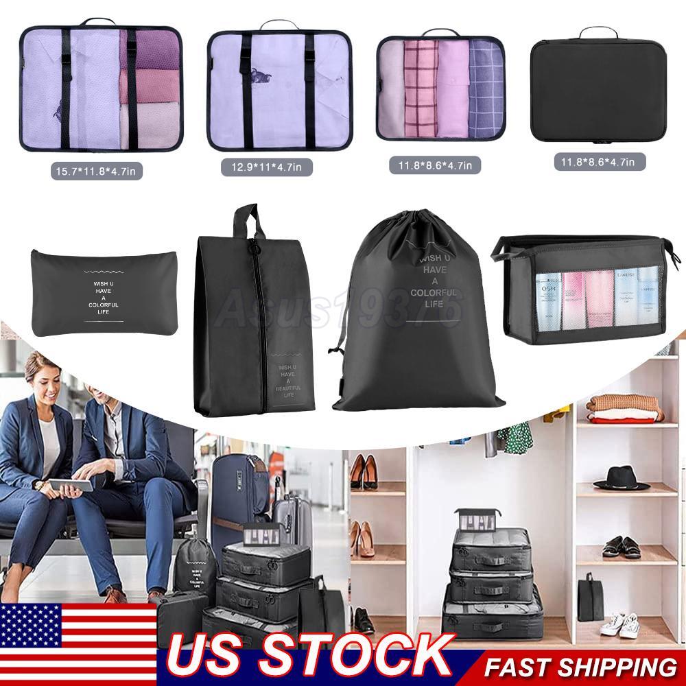 Packing Cubes Luggage Storage Organiser Travel Compression Suitcase Bag SET OF 8-image