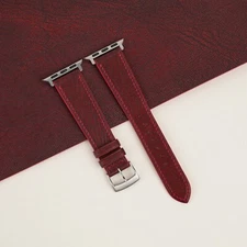 Red Alran Fat Nat Leather Apple Watch Band 38mm 40mm 41mm 42mm 44mm 45mm
