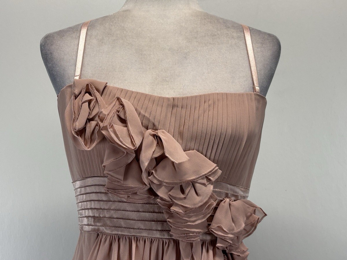 NEW! BCBG Maxazria Emily Rosette Dress Sz 10 Blush Pink Silk