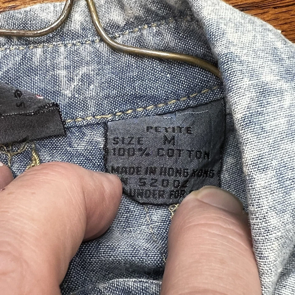 Camisa De Colección Liz Wear Petite Lavada con Ácido Abotonada Talla M Años 80’s 90 Hecha en Hong Kong Foto 4 de 4