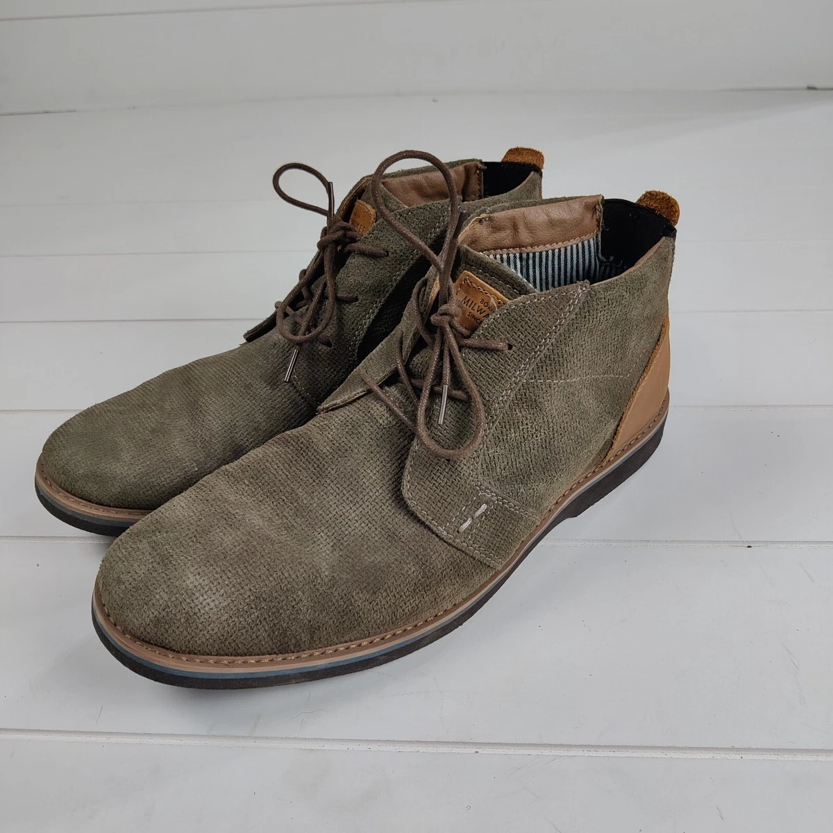 Nunn Bush Men s Barklay Plain Toe Chukka Oxford Mocha Multi Textured 11M EUC