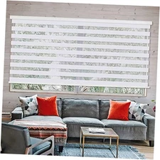  Cordless Zebra Blinds for Windows, 34" W x 72" H Living Room 34"W x 72"H White