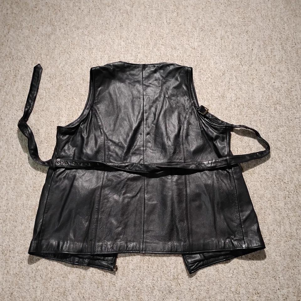 Diana Marco Vintage Leather Belted Biker Vest Size 3X - Image 2 of 4