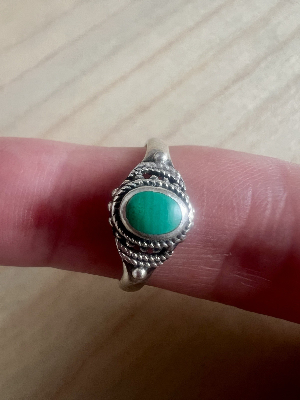 Small Sterling Silver And Turquoise Ring With Pre… - image 1