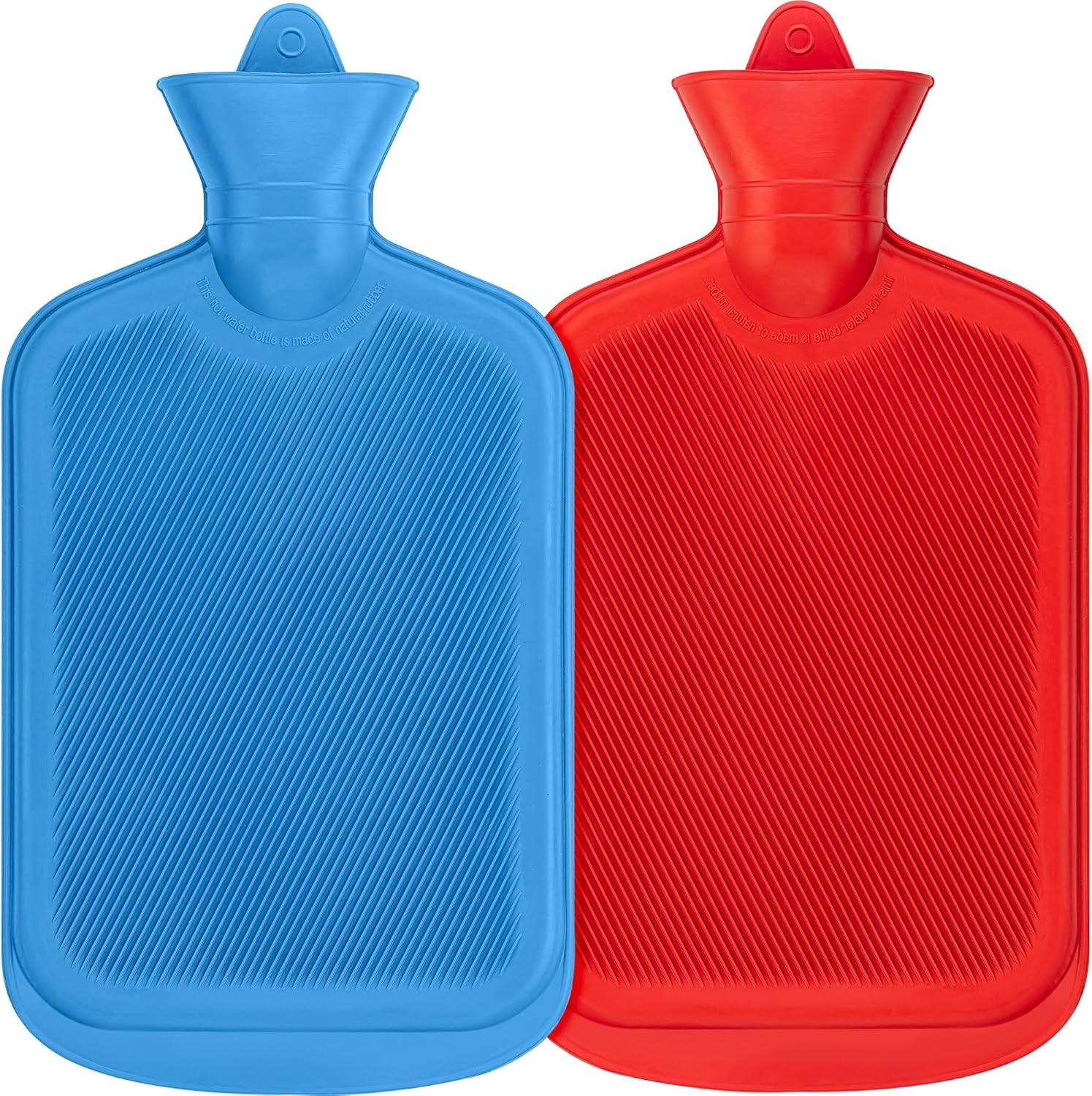 [2 Pack] Hot Water Bottles, 2L (68Oz) Natural Rubber -BPA Fr