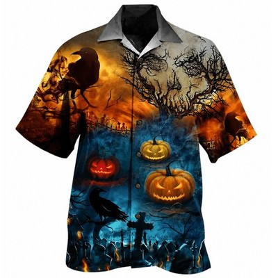 Glowing Pumpkin Night Halloween Hawaiian Shirt Spooky Aloha Shirt