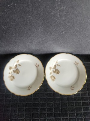 2 ''Summer Breeze'' Pattern Salad Plates by Camelot  Brown Rose/Leaves & Gold Trim