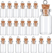 Telooco 20Pcs Small Glass Bottles with Cork, 1ml Empty Spell Jars Mini Potion