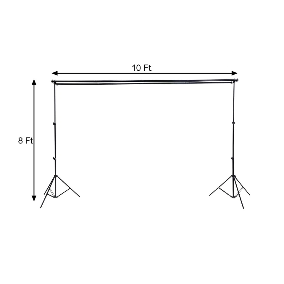 8x10 ft Black Triple Crossbar Adjustable Photo Backdrop Stand Party Supplies - Image 2 of 4