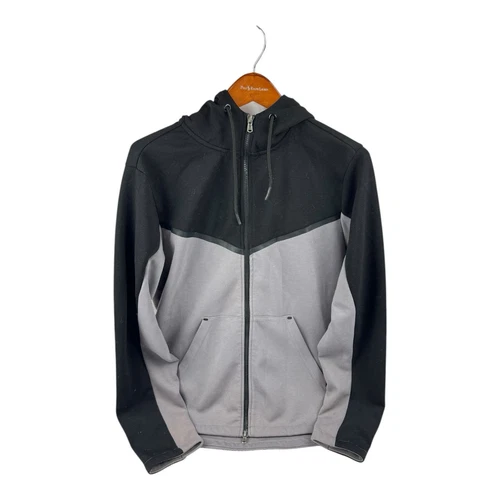 VETEMENTS Felpa Felpa con cappuccio sherpa Charles River nera grafite full zip taglia small