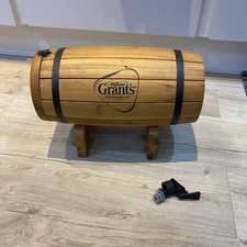 William Grant’s Scotch Whisky Wooden Barrel Display Chest on Stand Vintage Bar