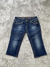Rock Revival Capri Jeans Womens 28 Blue Gwen Cropped Embroidered Fleur-de-Lis