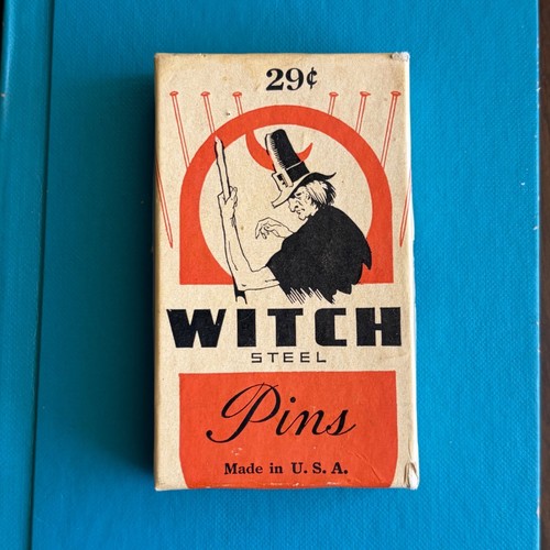 Vintage Witch Brand Steel Sewing Pins in Original Box Halloween ~ RARE!