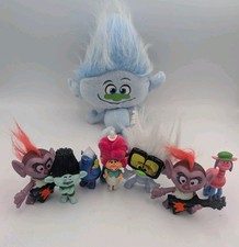DreamWorks Trolls Toy Lot Figures  Blue Troll Plush Poppy Branch Kids Toys