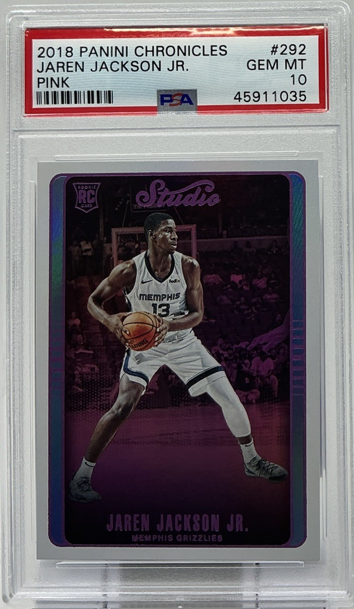 Jaren Jackson Jr Rookie PSA 10-2018 Panini Chronicles Studio ‘Pink’- Jazz, Grizz